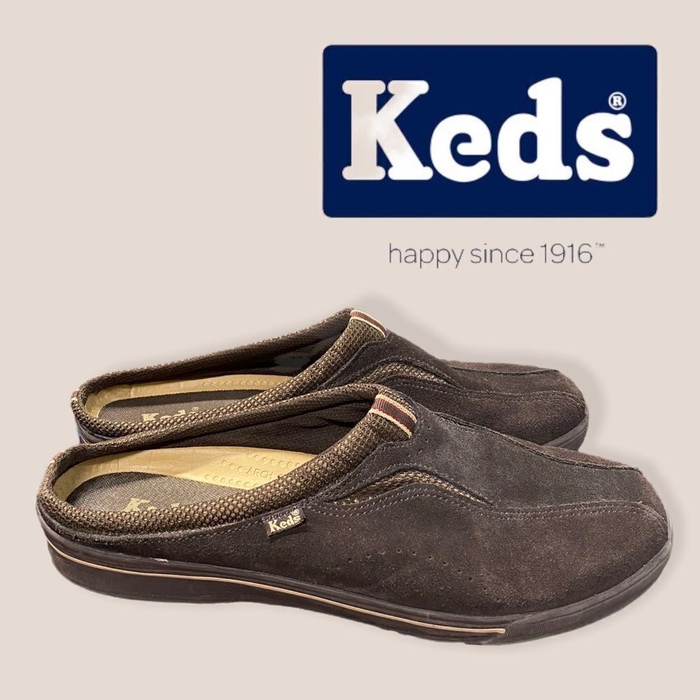 Keds Brown Suede Leather Slip On Mules Clogs 10
